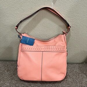 NWT Cole Haan Coral Genuine Leather Lacey Shoulder Crossbody Handbag Boho Casual